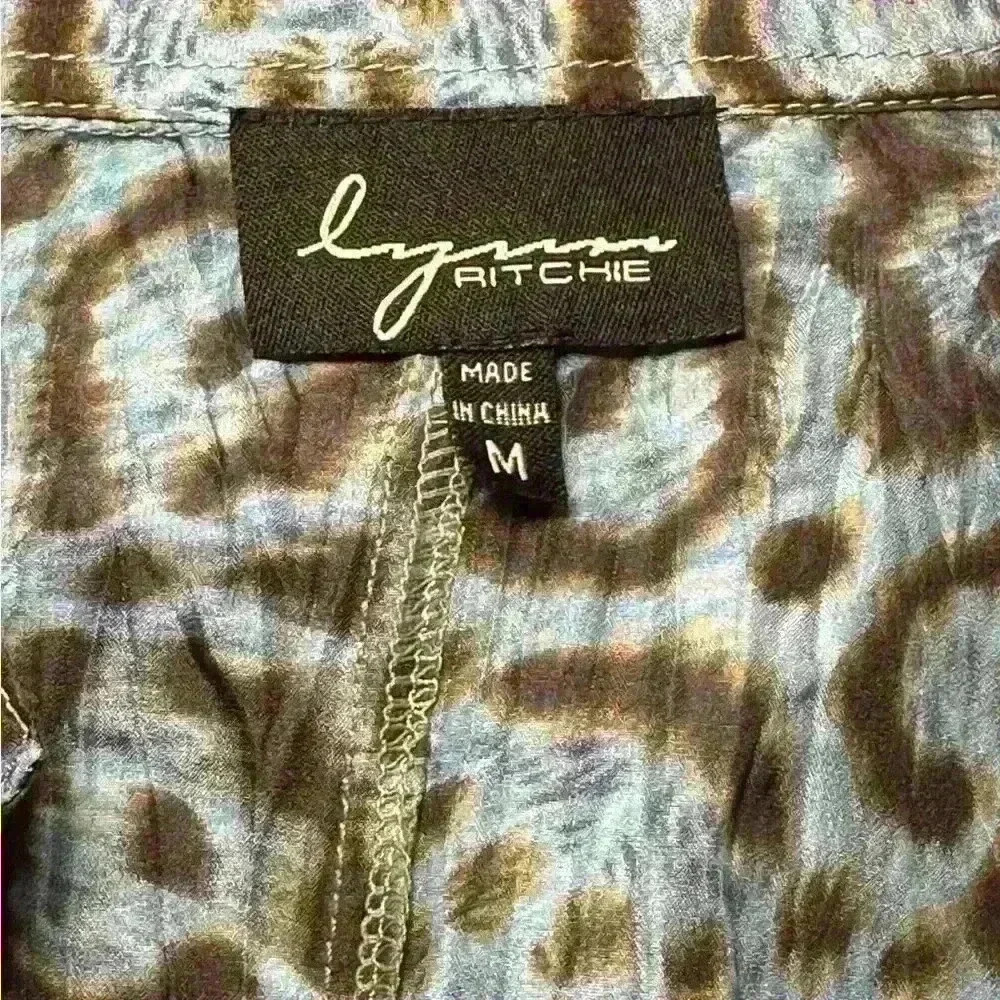 Lynn Ritchie Vintage 100% Silk Long Shirt - Brown + Blue - Women’s Size Medium - Picture 8 of 15